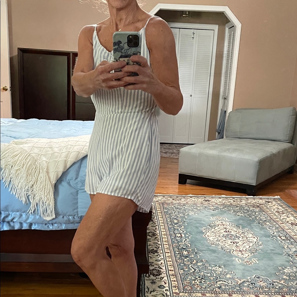 Aeropostale Striped Blue and White Women's Romper